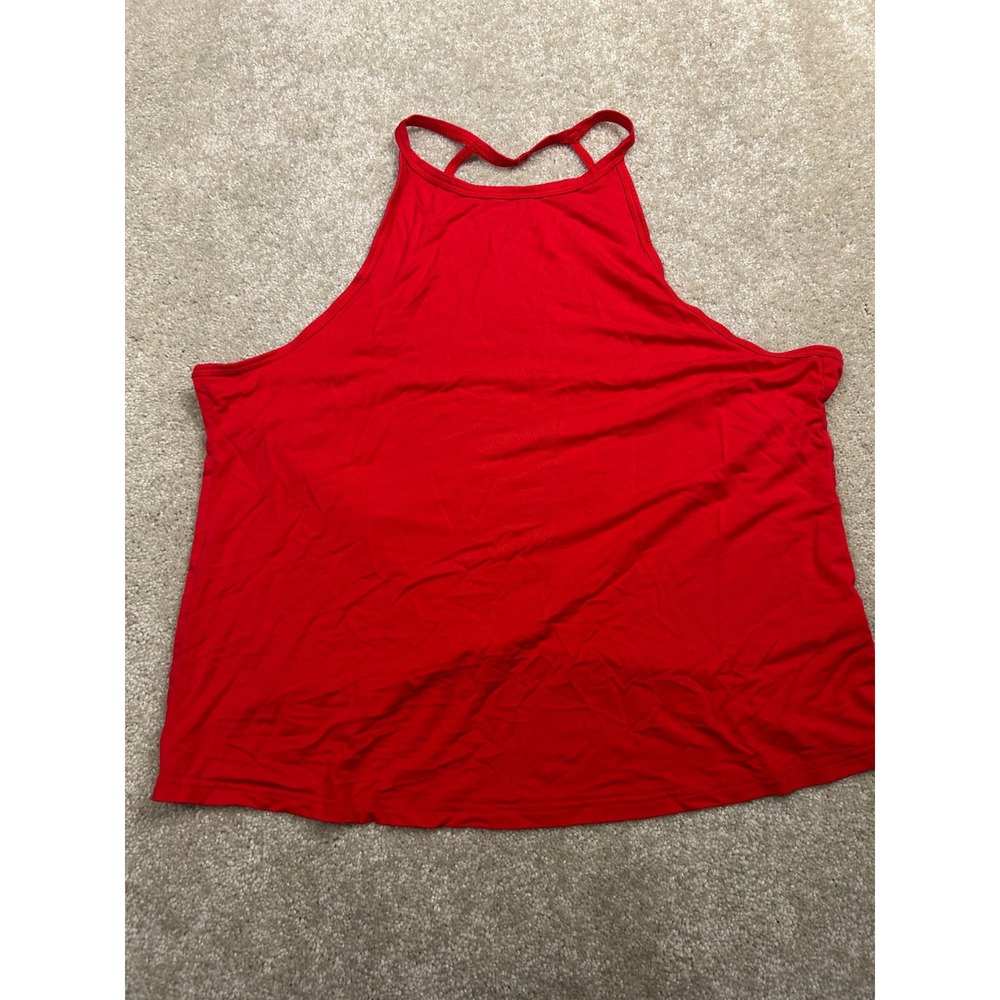 Halter Tank Top L Red Open Tulip Back Athleisure Summer Yoga Breezy Minimalist